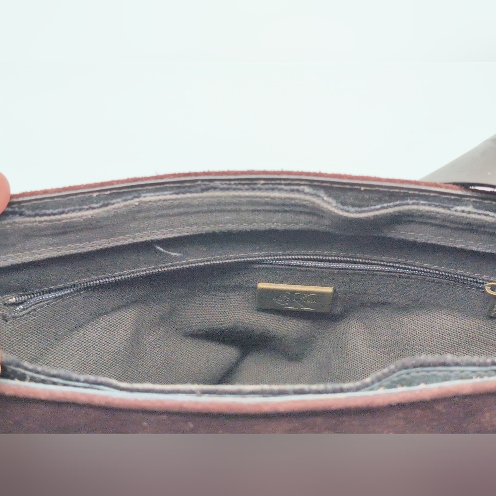 Vintage CK Calvin Klein Brown Suede Crossbody Satchel Bag - Picture 7 of 10